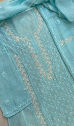 将图像加载到图库查看器中， Saziya Women&#39;s Lakhnavi Handcrafted Mul Chanderi Semi - Stitched Kurta And Dupatta Set - HONC090424
