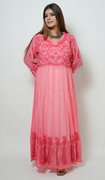 将图像加载到图库查看器中， Humaira Women&#39;s Lakhanvi Handcrafted Faux-Georgette Chikankari Dress - NC046555
