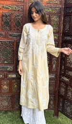 将图像加载到图库查看器中， Aarzu Women&#39;s Lucknowi Handcrafted Cotton Chikankari Kurti-HONC0138248
