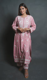 Load image into Gallery viewer, Women&#39;s Lakhnavi Handcrafted Modal Cotton Chikankari Kurta And Palazzo Set - HONC0150726
