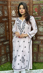 Load image into Gallery viewer, Women&#39;s Lucknowi Handcrafted Cotton Chikankari Kurti - HONC0164404
