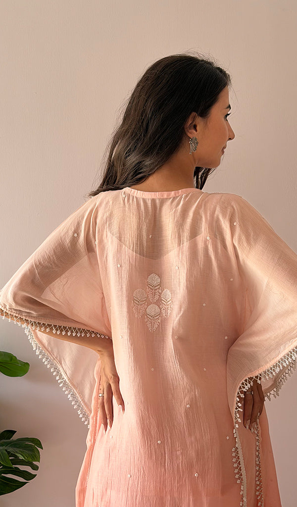 Pragya Women's Lucknowi Handcrafted Mul chanderi Chikankari Kaftan - HONC0458721