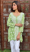 Ramineh Women's Lakhnavi Handcrafted Modal Cotton Chikankari Top - HONC0226542