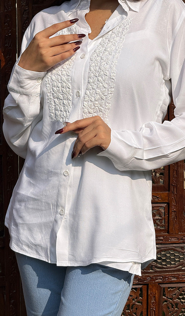 Women's Lakhnavi Handcrafted Modal Cotton Chikankari Top - HONC0248923