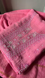 Load image into Gallery viewer, Women&#39;s Lakhnavi Handcrafted Mul Chanderi Unstitched Kurta And Dupatta Set- HONC0303407
