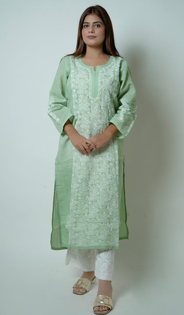Naira Women's Lucknowi Handcrafted Cotton Chikankari Kurti - HONC0164271