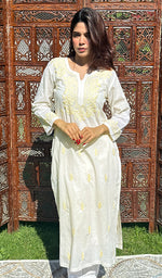 Load image into Gallery viewer, Women&#39;s Lucknowi Handcrafted Cotton Chikankari Kurti - HONC0232251
