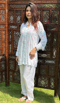 Naheeda Women's Lakhnavi Handcrafted Modal Silk Chikankari Top And Pant Set - HONC0241221
