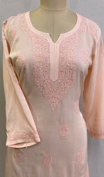将图像加载到图库查看器中， Faiza Women&#39;s Lucknowi Handcrafted Modal Cotton Chikankari Kurti - HONC0209843
