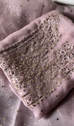 将图像加载到图库查看器中， Marifa Women&#39;s Lakhnavi Handcrafted Pure Organza Chikankari Unstitched Kurta And Dupatta Set- HONC0300624
