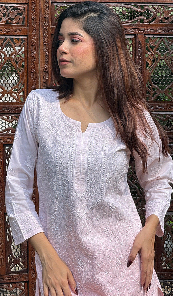 Women's Lucknowi Handcrafted Cotton Chikankari Kurti - HONC0245085