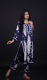 将图像加载到图库查看器中， Safina Women&#39;s Lakhnavi Handcrafted Modal Cotton Chikankari Kurta And Palazzo Set - HONC0170500
