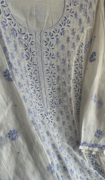 Load image into Gallery viewer, Saziya Women's Lakhnavi Handcrafted Mul Chanderi Semi - Stitched Kurta And Dupatta Set - HONC0237907
