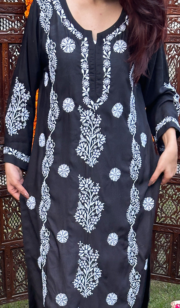 Women's Lucknowi Handcrafted Modal Cotton Chikankari Kurti - HONC0226945