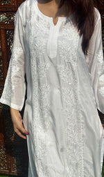 Load image into Gallery viewer, Aleena Women&#39;s Lucknowi Handcrafted Muslin Chikankari Kurti - HONC0209074
