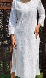 Load image into Gallery viewer, Farheen Women&#39;s Lucknowi Handcrafted Cotton Chikankari Kurti - HONC02450990
