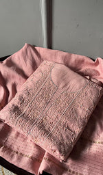 将图像加载到图库查看器中， Women&#39;s Lakhnavi Handcrafted Munga Silk Unstitched Chikankari Kurta And Dupatta Set- HONC0278123
