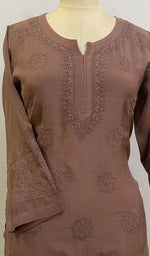 Load image into Gallery viewer, Women&#39;s Lucknowi Handcrafted Muslin Chikankari Kurti - HONC0225708
