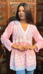 将图像加载到图库查看器中， Alshifa Women&#39;s Lakhnavi Handcrafted Modal Cotton Chikankari Top - HONC0246748
