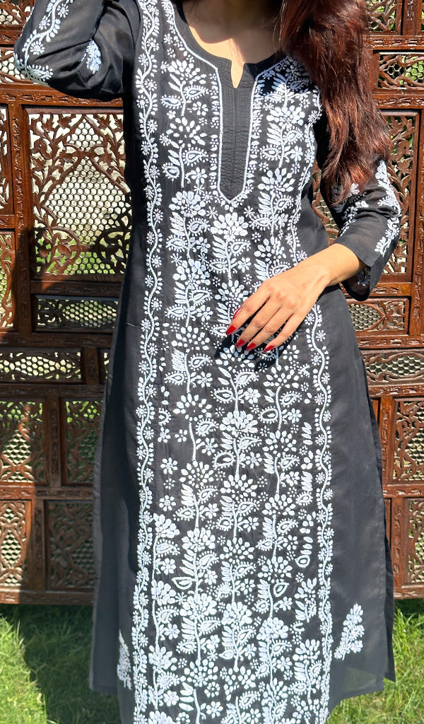 Naira Women's Lucknowi Handcrafted Cotton Chikankari Kurti - HONC0197064