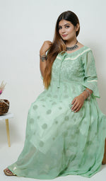 Load image into Gallery viewer, Aidah Women&#39;s Lucknowi Handcrafted Faux-Georgette Chikankari Anarkali Dress - NC058048
