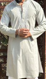 Load image into Gallery viewer, Men&#39;s Lucknowi Handcrafted Cotton Chikankari Kurta -  HONC0115508
