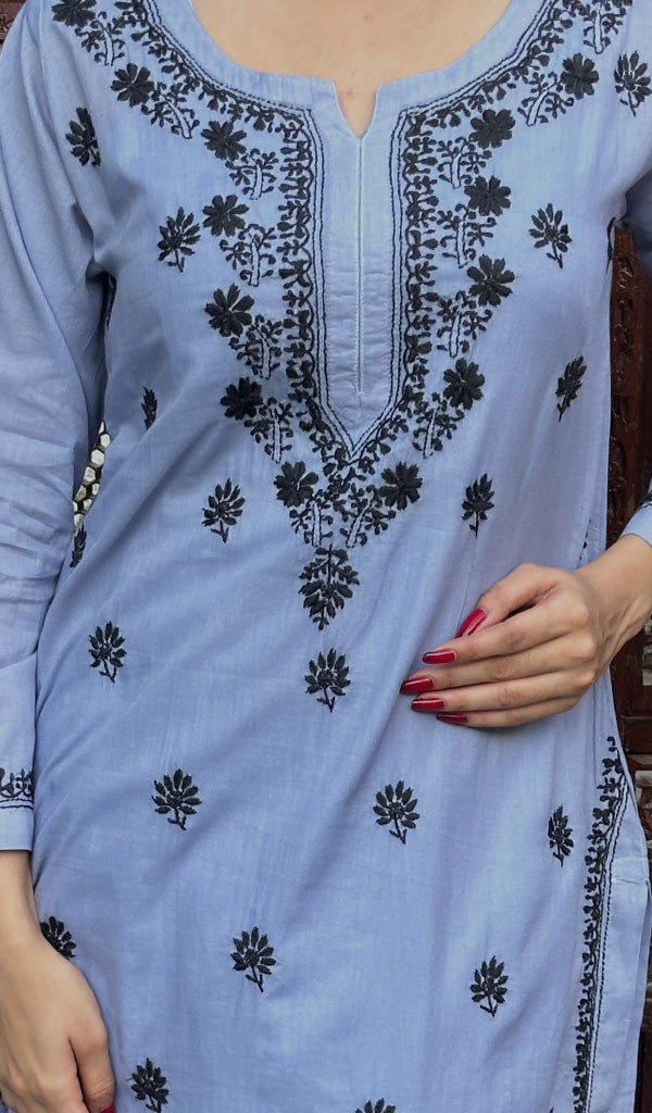 Women's Lucknowi Handcrafted Cotton Chikankari Kurti - HONC0229718