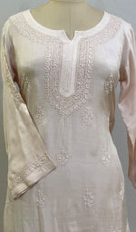 Load image into Gallery viewer, Women&#39;s Lucknowi Handcrafted Muslin Chikankari Kurti - HONC0227288
