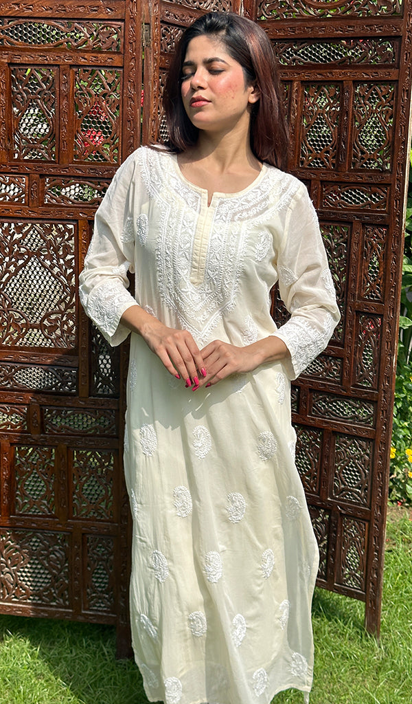 Soniya Women's Lucknowi Handcrafted Cotton Chikankari Kurti - HONC0210150