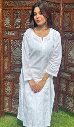 Load image into Gallery viewer, Women&#39;s Lucknowi Handcrafted Cotton Chikankari Kurti - HONC0197103
