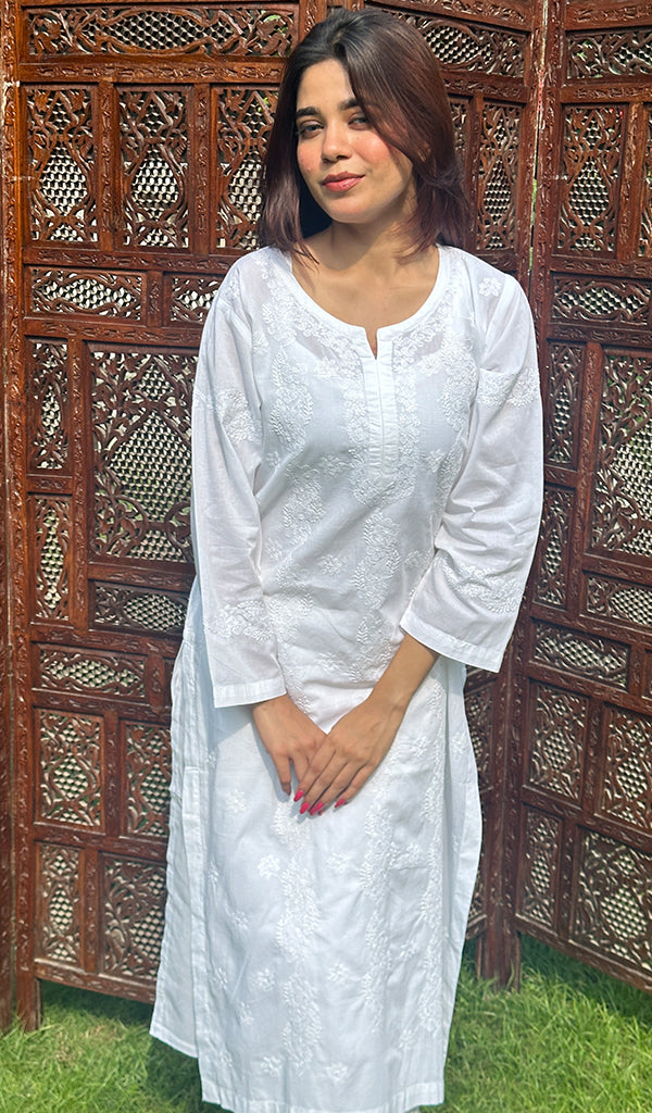 Women's Lucknowi Handcrafted Cotton Chikankari Kurti - HONC0197103