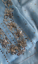 Load image into Gallery viewer, Marifa Women&#39;s Lakhnavi Handcrafted Pure Organza Chikankari Unstitched Kurta And Dupatta Set - HONC0228391
