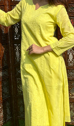 Load image into Gallery viewer, Women&#39;s Lakhnavi Handcrafted Cotton Chikankari Kurta, Palazzo and Dupatta Set - HONC0135812
