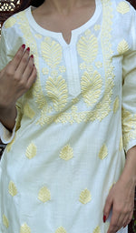 Load image into Gallery viewer, Women&#39;s Lucknowi Handcrafted Cotton Chikankari Kurti - HONC0232182
