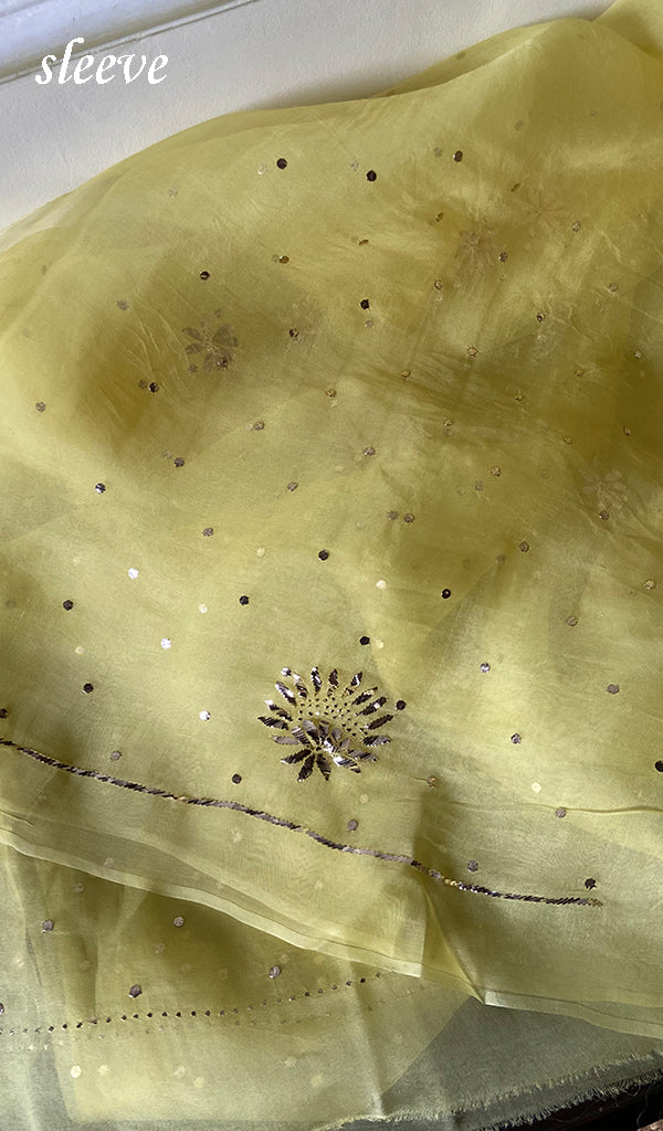 Marifa Women's Lakhnavi Handcrafted Pure Organza Chikankari Unstitched Kurta And Dupatta Set- HONC0302688