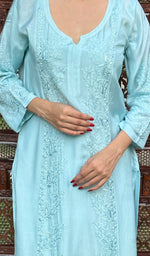 Load image into Gallery viewer, Aleena Women&#39;s Lucknowi Handcrafted Muslin Chikankari Kurti - HONC0209159
