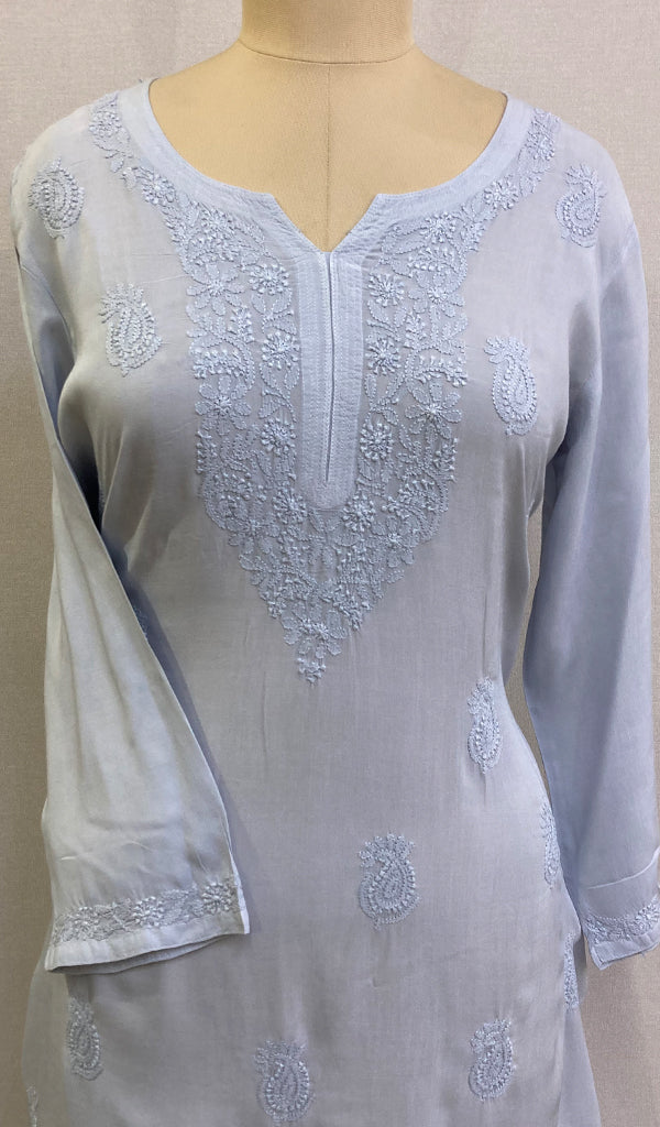 Faiza Women's Lucknowi Handcrafted Modal Cotton Chikankari Kurti - HONC0225859