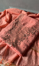 Load image into Gallery viewer, Women&#39;s Lakhnavi Handcrafted Mul Chanderi Unstitched Kurta And Dupatta Set - HONC0307134
