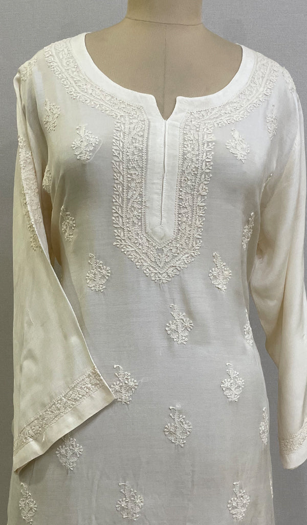 Women's Lucknowi Handcrafted Muslin Chikankari Kurti - HONC0227285