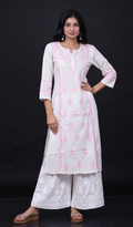 Women's Lucknowi Handcrafted Cotton Chikankari Kurti - HONC0171274