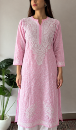 Women's Lucknowi Handcrafted Cotton Chikankari Kurti- HONC0392398