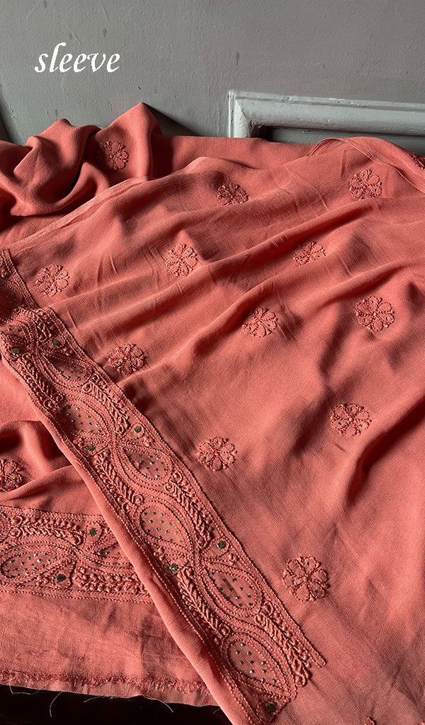 Women's Lakhnavi Handcrafted Viscose Georgette Chikankari Full Suit Material - HONC0271104