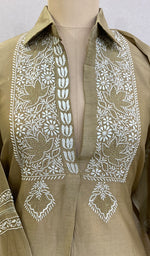 将图像加载到图库查看器中， Fiza Women&#39;s Lakhnavi Handcrafted Chanderi Silk Semi- Stitched Chikankari Top - HONC0201386
