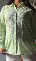 Load image into Gallery viewer, Vaani Women&#39;s Lucknowi Handcrafted Slub Cotton Chikankari Top - HONC0308312
