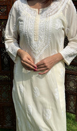 Load image into Gallery viewer, Women&#39;s Lucknowi Handcrafted Cotton Chikankari Kurti - HONC0210150
