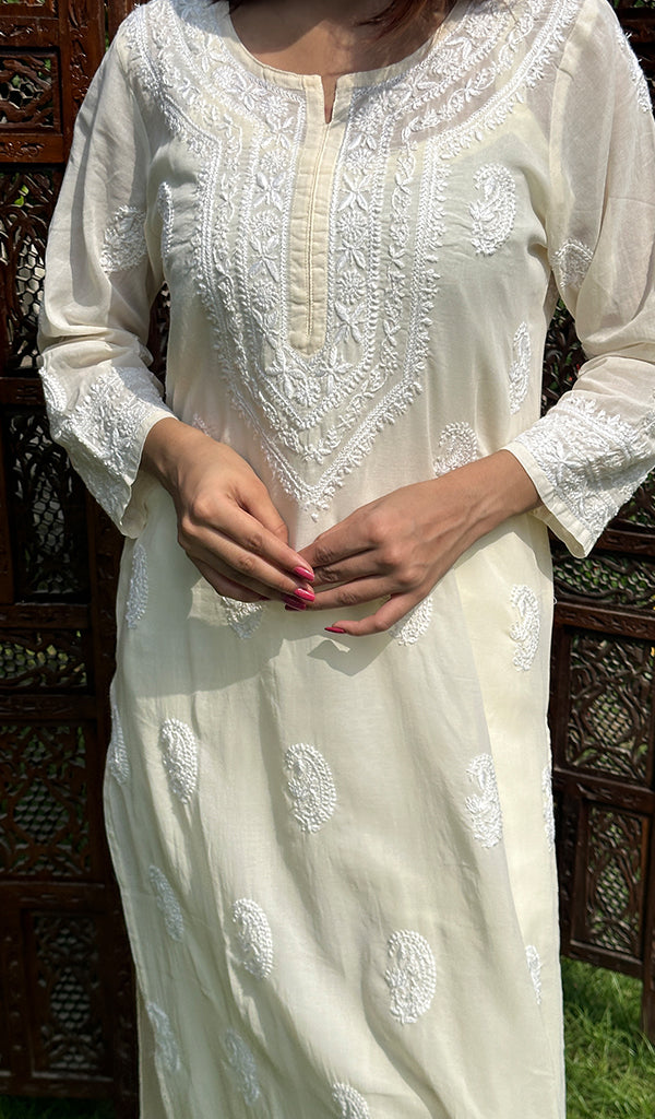 Women's Lucknowi Handcrafted Cotton Chikankari Kurti - HONC0210150