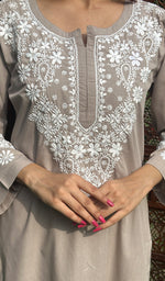 将图像加载到图库查看器中， Women&#39;s Lucknowi Handcrafted Cotton Chikankari Kurti - HONC0171711
