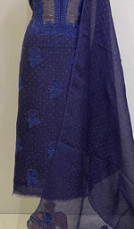 将图像加载到图库查看器中， Women&#39;s Lucknowi Handcrafted Pure Organza Silk Chikankari Kurta Dupatta Set - HONC0231305
