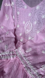 Load image into Gallery viewer, Sehmat Women&#39;s Lakhnavi Handcrafted Kota Cotton Semi -Stitched Angrakha And Dupatta Set- HONC0294482
