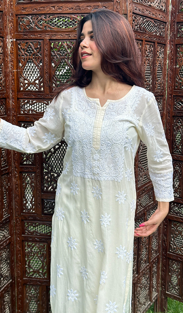 Women's Lucknowi Handcrafted Cotton Chikankari Kurti - HONC0212094